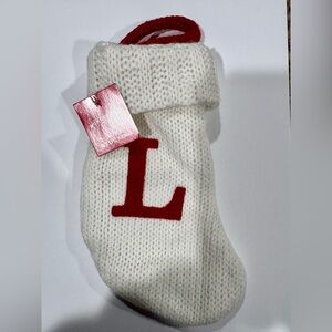 Letter L Wondershop Mini Christmas Stocking White Knit Target New
